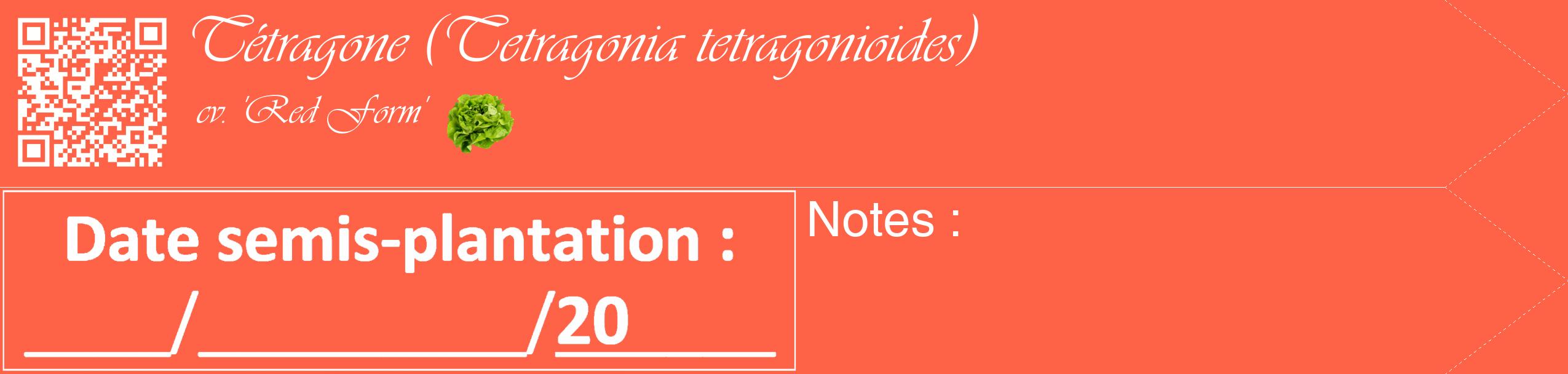 Étiquette de : Tetragonia tetragonioides cv. 'Red Form' - format c - style blanche25_simple_simpleviv avec qrcode et comestibilité simplifiée