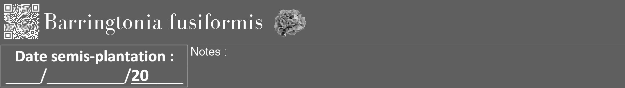 Étiquette de : Barringtonia fusiformis - format a - style blanche10bod avec qrcode et comestibilité simplifiée