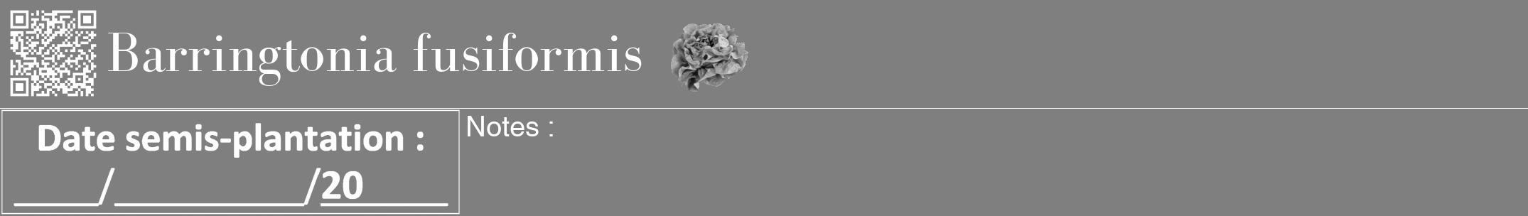 Étiquette de : Barringtonia fusiformis - format a - style blanche57bod avec qrcode et comestibilité simplifiée