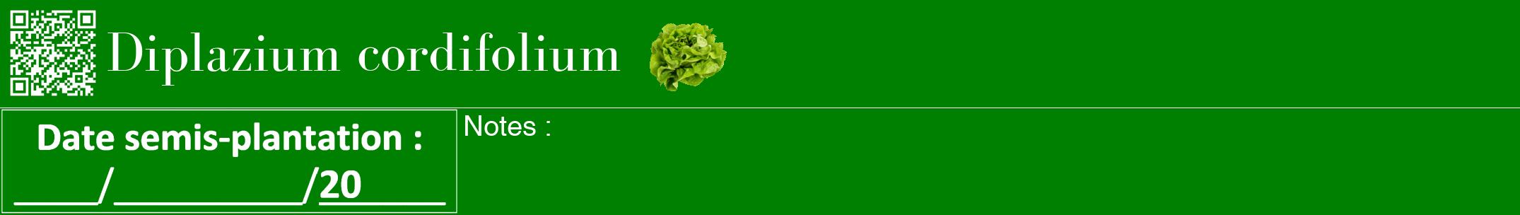 Étiquette de : Diplazium cordifolium - format a - style blanche9bod avec qrcode et comestibilité simplifiée