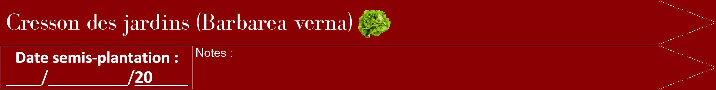 Étiquette de : Barbarea verna - format b - style blanche34bod avec comestibilité simplifiée
