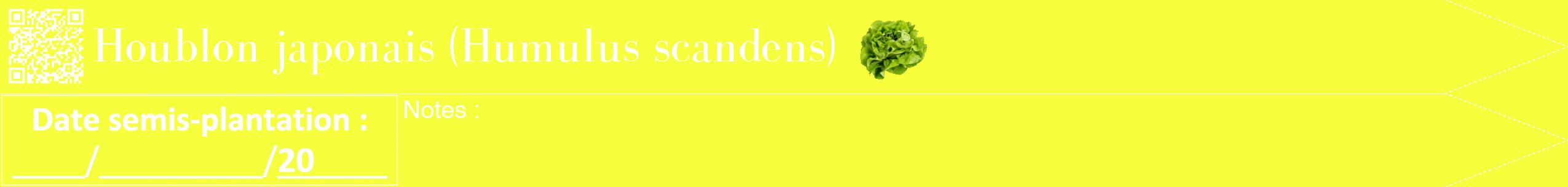 Étiquette de : Humulus scandens - format b - style blanche18bod avec qrcode et comestibilité simplifiée