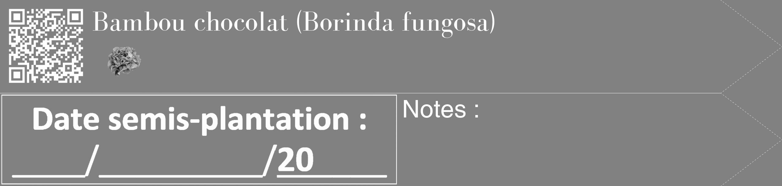 Étiquette de : Borinda fungosa - format c - style blanche50_simple_simplebod avec qrcode et comestibilité simplifiée