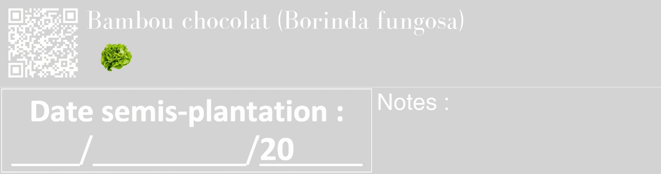 Étiquette de : Borinda fungosa - format c - style blanche56_basique_basiquebod avec qrcode et comestibilité simplifiée