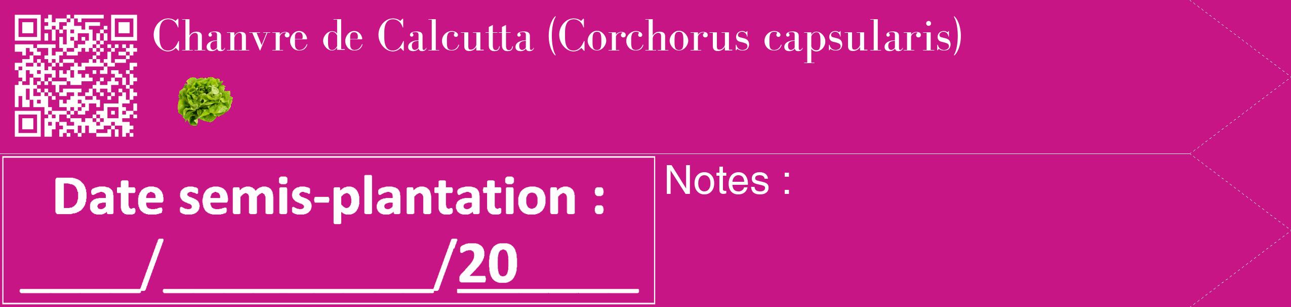 Étiquette de : Corchorus capsularis - format c - style blanche45_simple_simplebod avec qrcode et comestibilité simplifiée