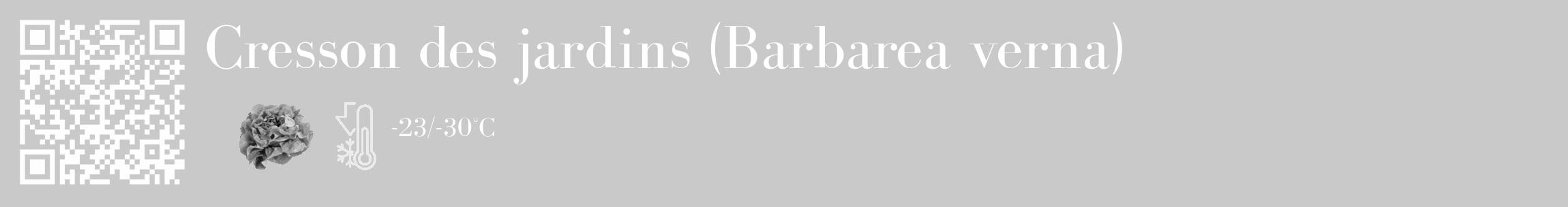 Étiquette de : Barbarea verna - format c - style blanche54_basique_basiquebod avec qrcode et comestibilité simplifiée