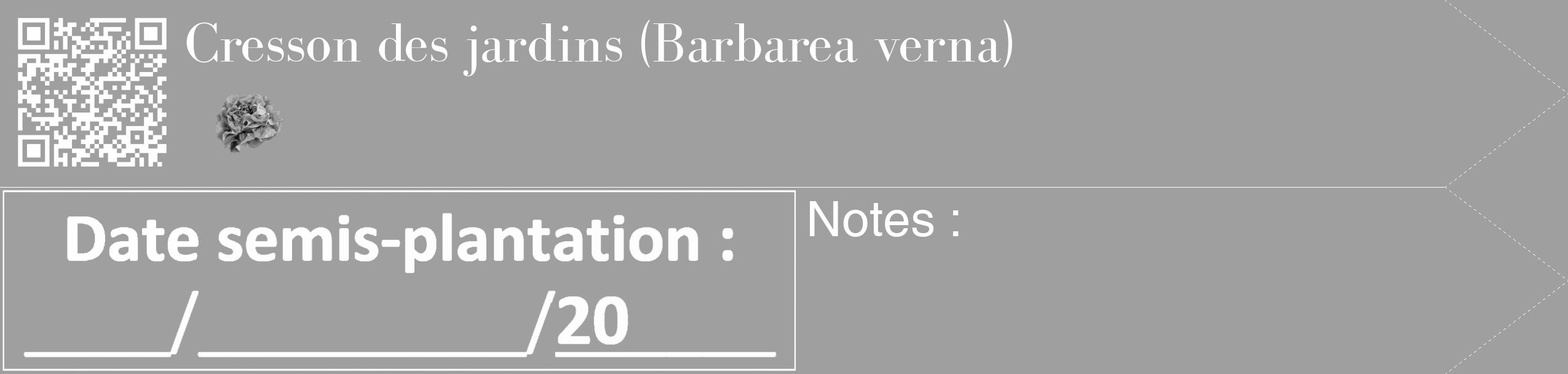 Étiquette de : Barbarea verna - format c - style blanche24_simple_simplebod avec qrcode et comestibilité simplifiée
