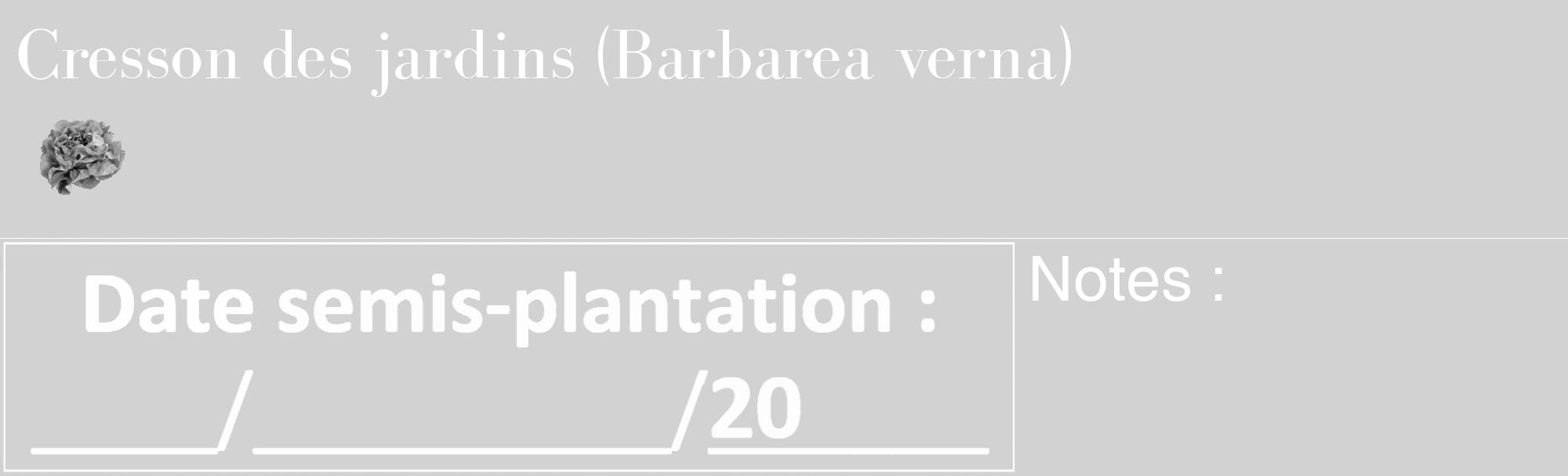 Étiquette de : Barbarea verna - format c - style blanche14_basique_basiquebod avec comestibilité simplifiée