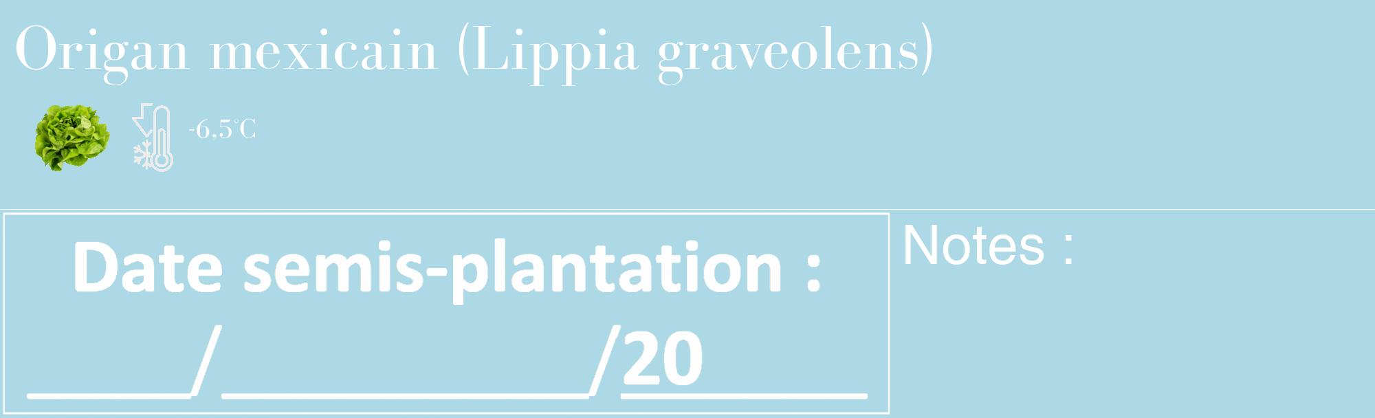 Étiquette de : Lippia graveolens - format c - style blanche0_basique_basiquebod avec comestibilité simplifiée