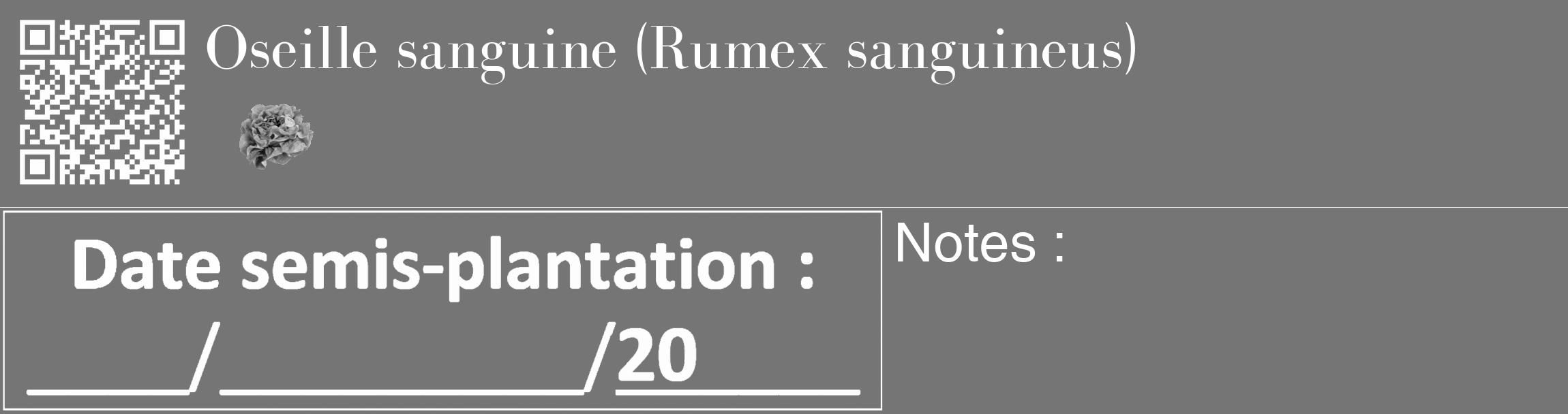 Étiquette de : Rumex sanguineus - format c - style blanche5_basique_basiquebod avec qrcode et comestibilité simplifiée