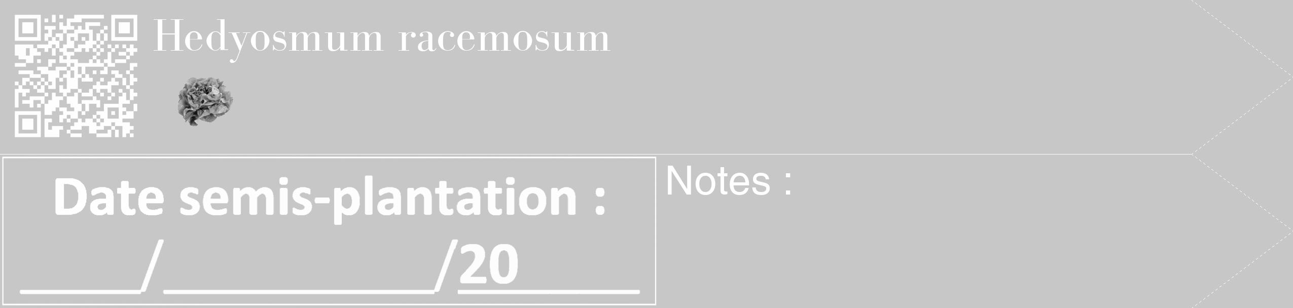 Étiquette de : Hedyosmum racemosum - format c - style blanche15_simple_simplebod avec qrcode et comestibilité simplifiée