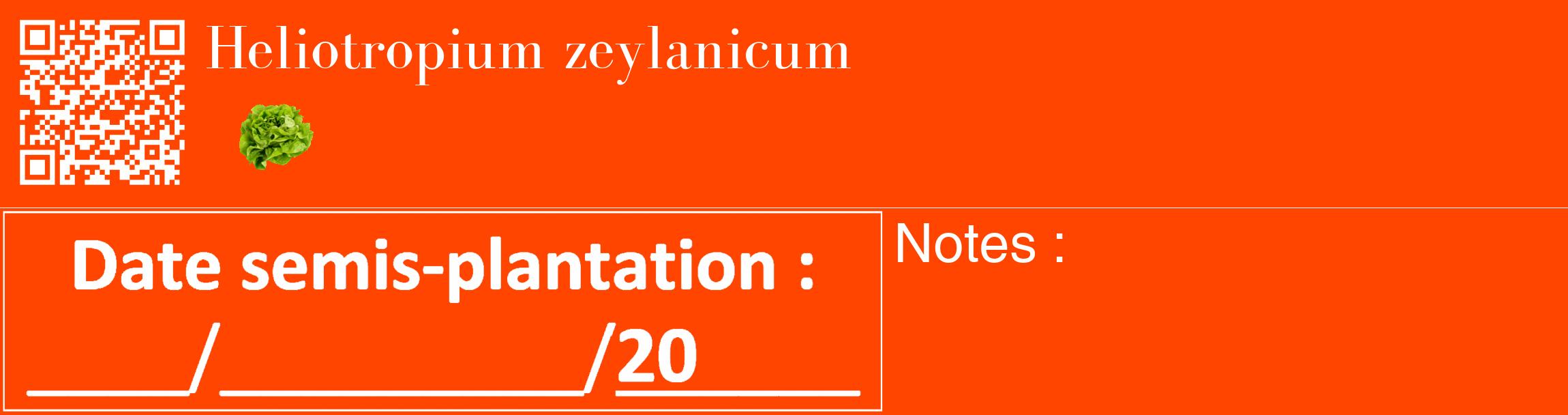 Étiquette de : Heliotropium zeylanicum - format c - style blanche26_basique_basiquebod avec qrcode et comestibilité simplifiée