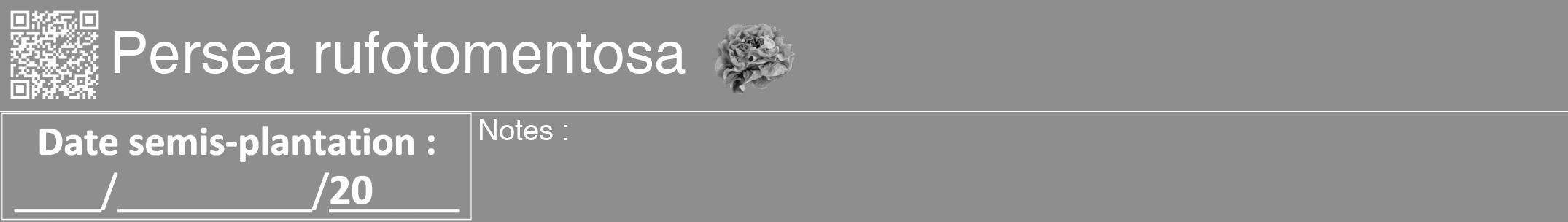 Étiquette de : Persea rufotomentosa - format a - style blanche25hel avec qrcode et comestibilité simplifiée