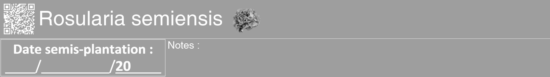 Étiquette de : Rosularia semiensis - format a - style blanche23hel avec qrcode et comestibilité simplifiée