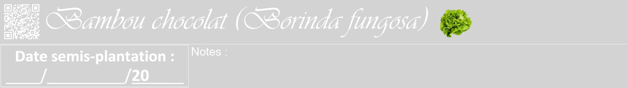 Étiquette de : Borinda fungosa - format a - style blanche56viv avec qrcode et comestibilité simplifiée