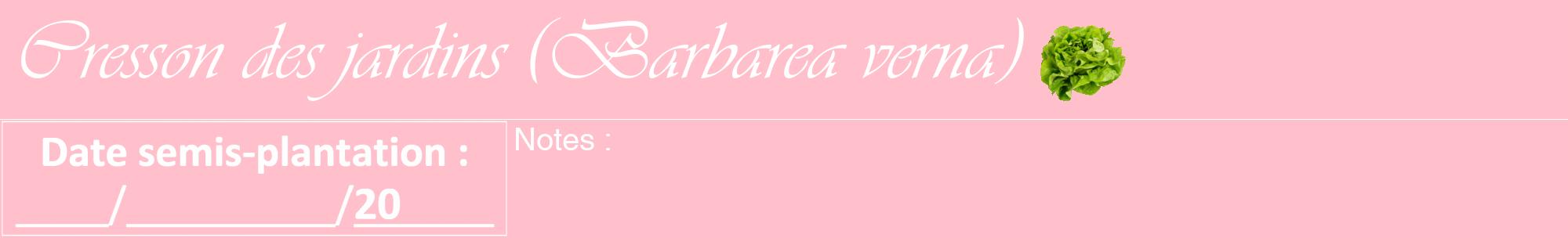 Étiquette de : Barbarea verna - format a - style blanche40viv avec comestibilité simplifiée
