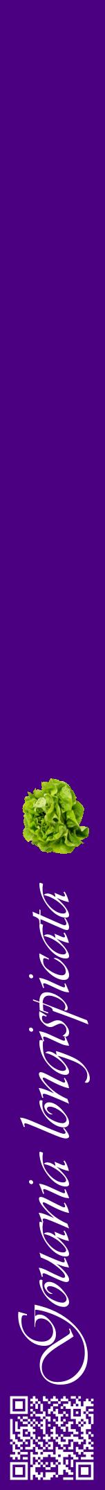 Étiquette de : Gouania longispicata - format a - style blanche47viv avec qrcode et comestibilité simplifiée