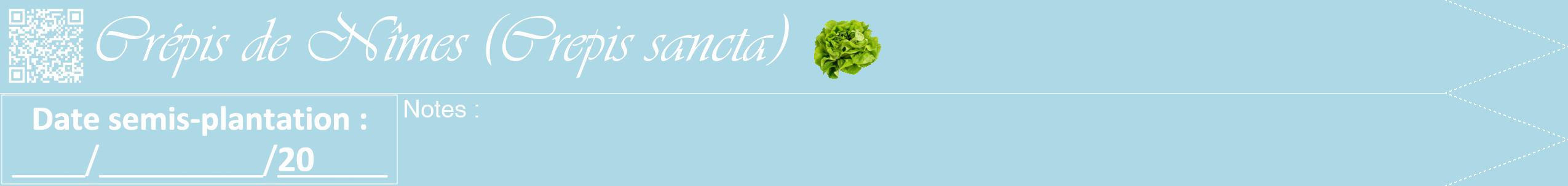 Étiquette de : Crepis sancta - format b - style blanche0viv avec qrcode et comestibilité simplifiée
