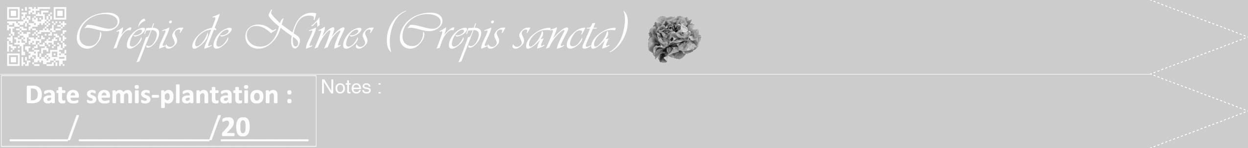 Étiquette de : Crepis sancta - format b - style blanche0viv avec qrcode et comestibilité simplifiée