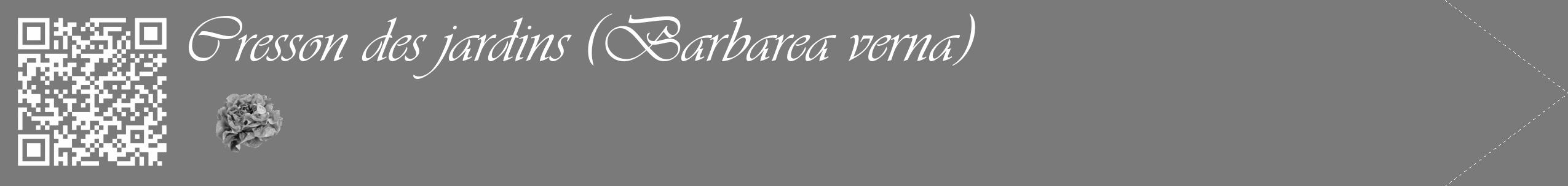 Étiquette de : Barbarea verna - format c - style blanche3_simple_simpleviv avec qrcode et comestibilité simplifiée