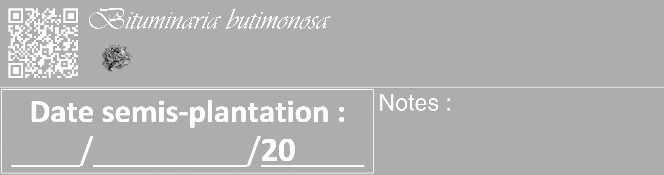 Étiquette de : Bituminaria butimonosa - format c - style blanche22_basique_basiqueviv avec qrcode et comestibilité simplifiée