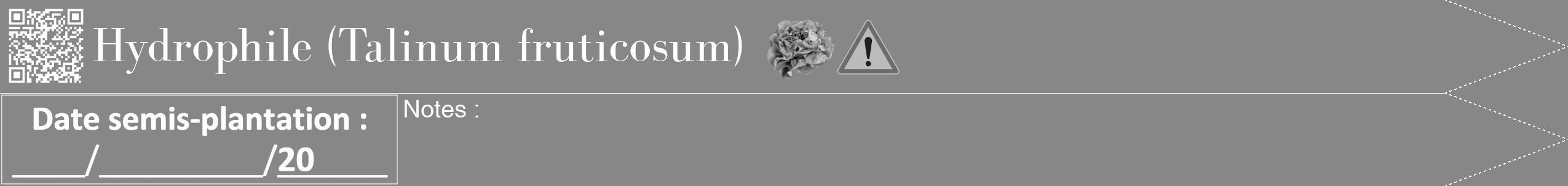 Étiquette de : Talinum fruticosum - format b - style blanche12simplebod avec qrcode et comestibilité simplifiée