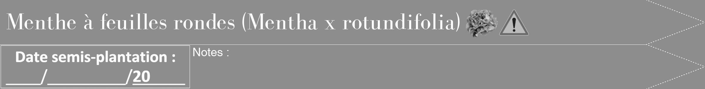 Étiquette de : Mentha x rotundifolia - format b - style blanche2bod avec comestibilité simplifiée