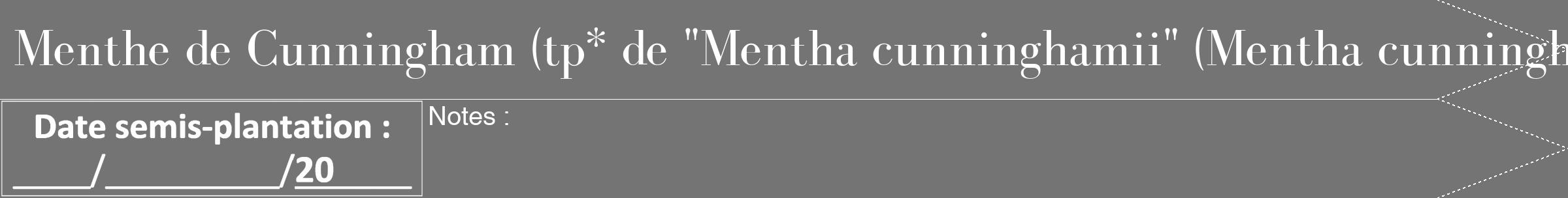 Étiquette de : Mentha cunninghamii - format b - style blanche26bod avec comestibilité simplifiée