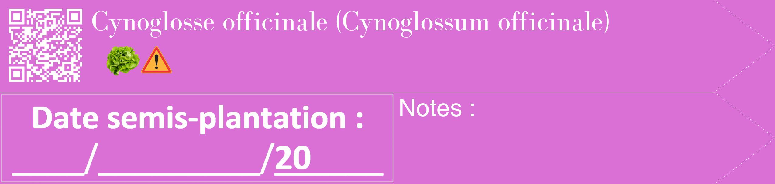 Étiquette de : Cynoglossum officinale - format c - style blanche52_simple_simplebod avec qrcode et comestibilité simplifiée