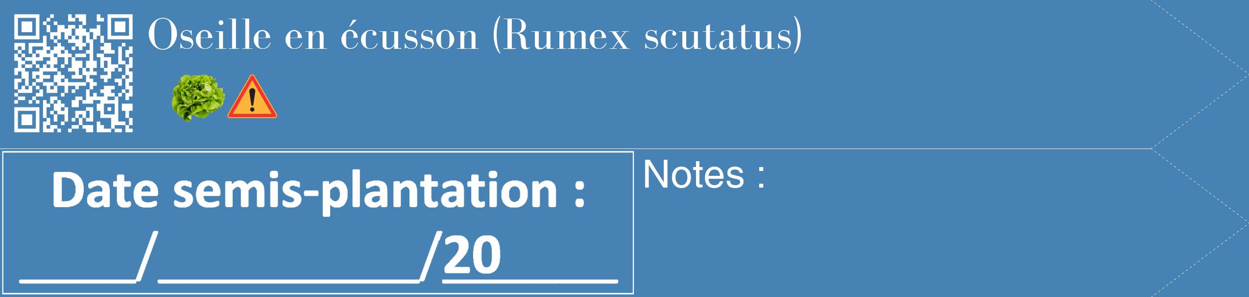 Étiquette de : Rumex scutatus - format c - style blanche5_simple_simplebod avec qrcode et comestibilité simplifiée