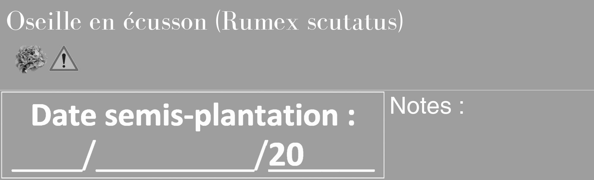 Étiquette de : Rumex scutatus - format c - style blanche23_basique_basiquebod avec comestibilité simplifiée
