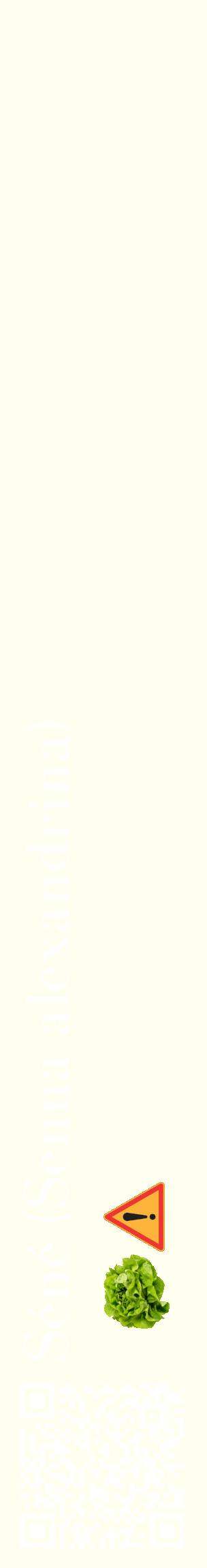 Étiquette de : Senna alexandrina - format c - style blanche19_basiquebod avec qrcode et comestibilité simplifiée