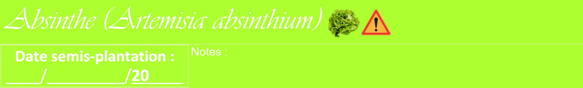 Étiquette de : Artemisia absinthium - format a - style blanche17viv avec comestibilité simplifiée