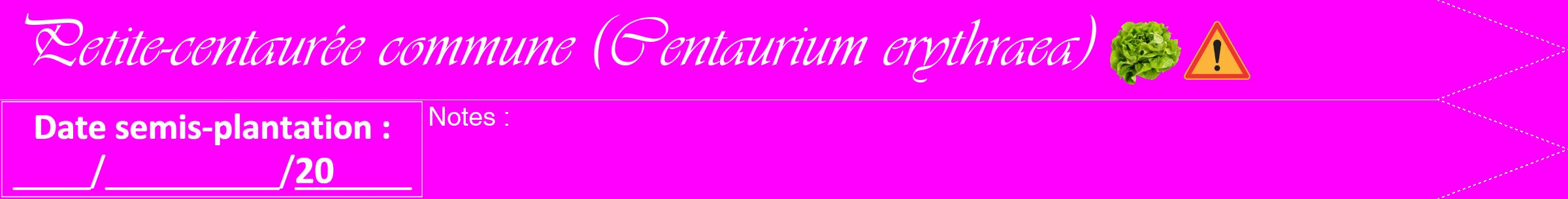 Étiquette de : Centaurium erythraea - format b - style blanche51viv avec comestibilité simplifiée