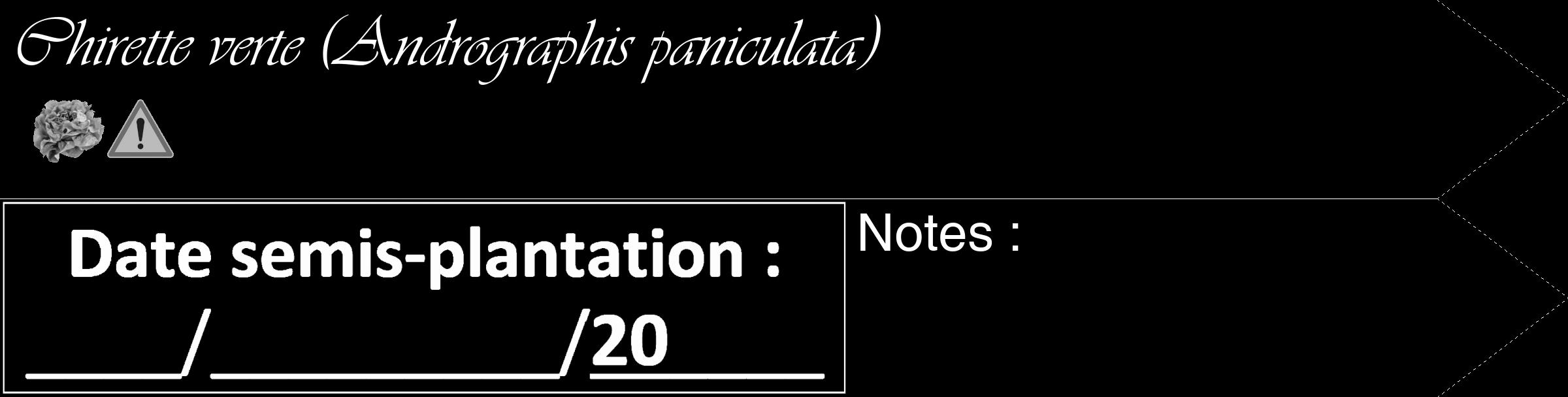 Étiquette de : Andrographis paniculata - format c - style blanche59_simple_simpleviv avec comestibilité simplifiée