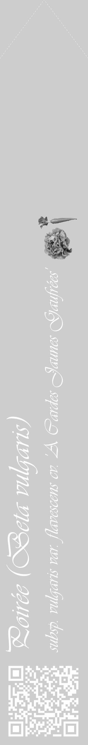 Étiquette de : Beta vulgaris subsp. vulgaris var. flavescens cv. 'A Cardes Jaunes Gaufrées' - format c - style blanche41_simple_simpleviv avec qrcode et comestibilité simplifiée - position verticale
