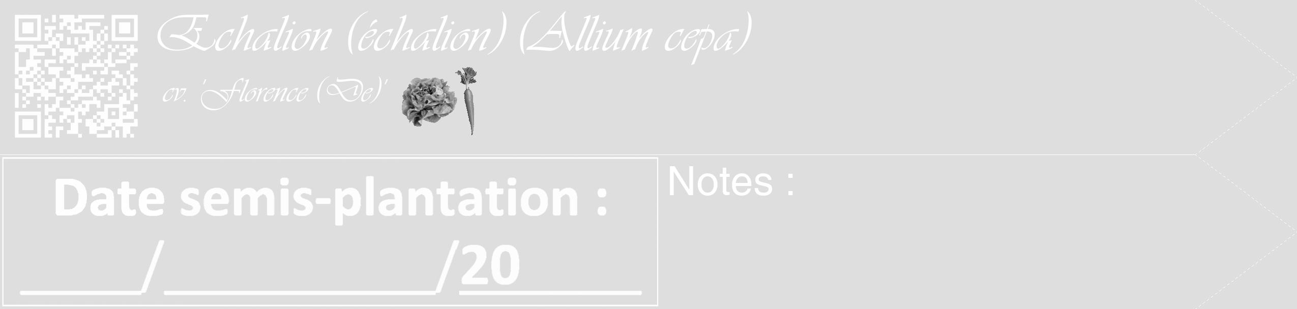 Étiquette de : Allium cepa cv. 'Florence (De)' - format c - style blanche20_simple_simpleviv avec qrcode et comestibilité simplifiée