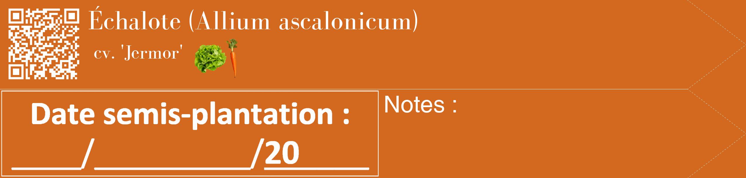 Étiquette de : Allium ascalonicum cv. 'Jermor' - format c - style blanche31_simple_simplebod avec qrcode et comestibilité simplifiée