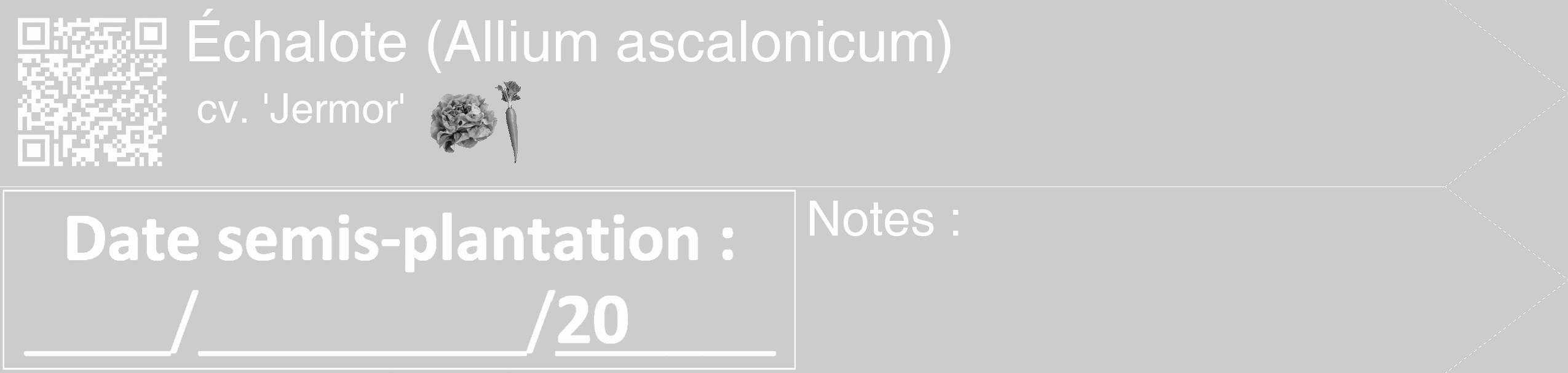 Étiquette de : Allium ascalonicum cv. 'Jermor' - format c - style blanche0_simple_simplehel avec qrcode et comestibilité simplifiée