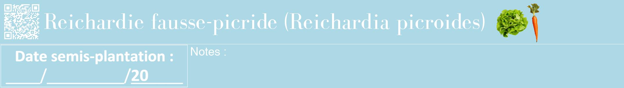 Étiquette de : Reichardia picroides - format a - style blanche0bod avec qrcode et comestibilité simplifiée