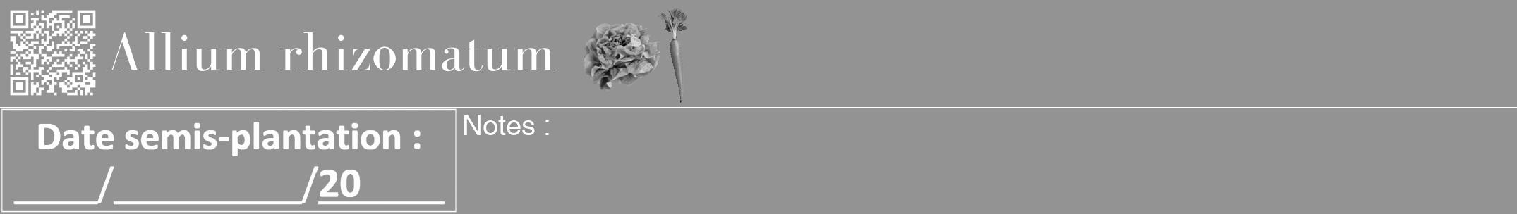 Étiquette de : Allium rhizomatum - format a - style blanche44bod avec qrcode et comestibilité simplifiée