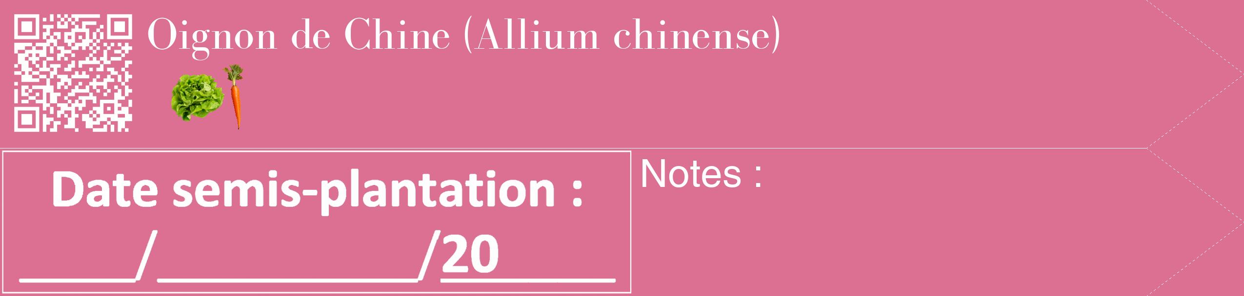 Étiquette de : Allium chinense - format c - style blanche44_simple_simplebod avec qrcode et comestibilité simplifiée