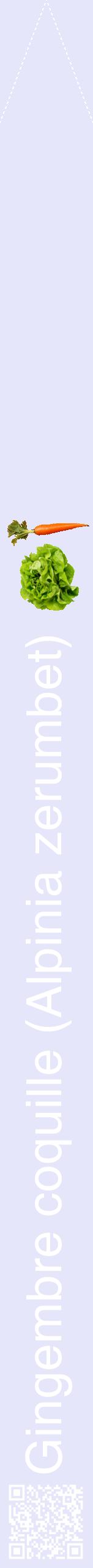 Étiquette de : Alpinia zerumbet - format b - style blanche55hel avec qrcode et comestibilité simplifiée