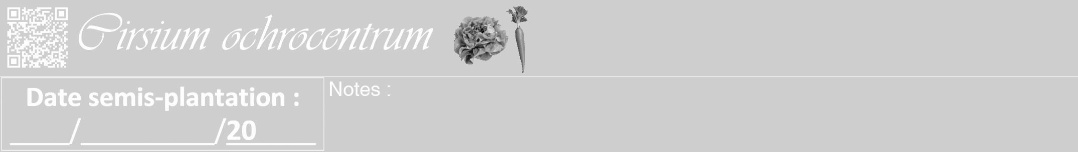 Étiquette de : Cirsium ochrocentrum - format a - style blanche17viv avec qrcode et comestibilité simplifiée