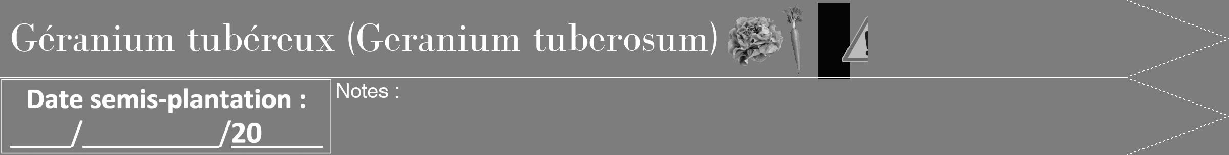 Étiquette de : Geranium tuberosum - format b - style blanche35bod avec comestibilité simplifiée