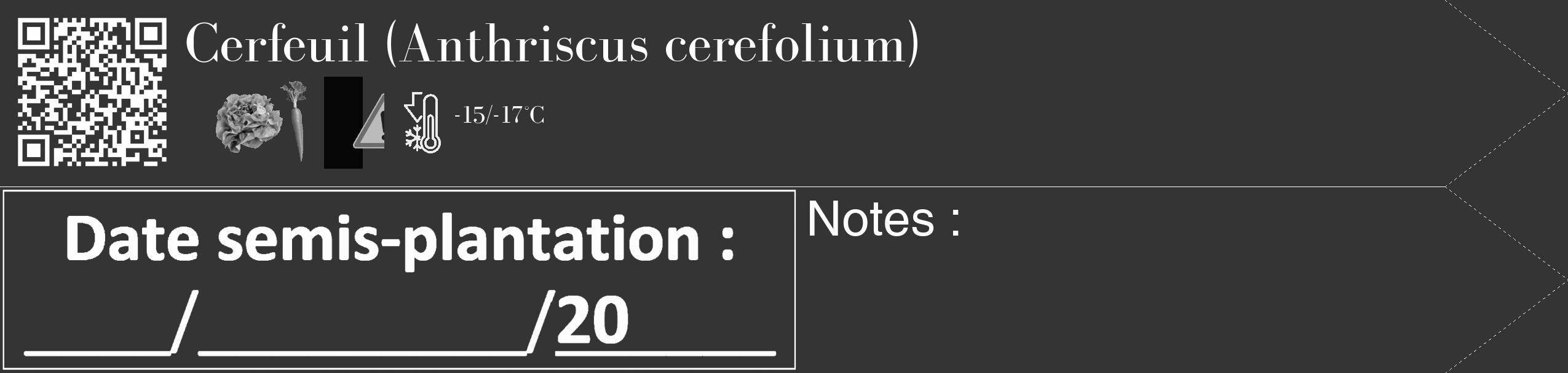 Étiquette de : Anthriscus cerefolium - format c - style blanche46_simple_simplebod avec qrcode et comestibilité simplifiée