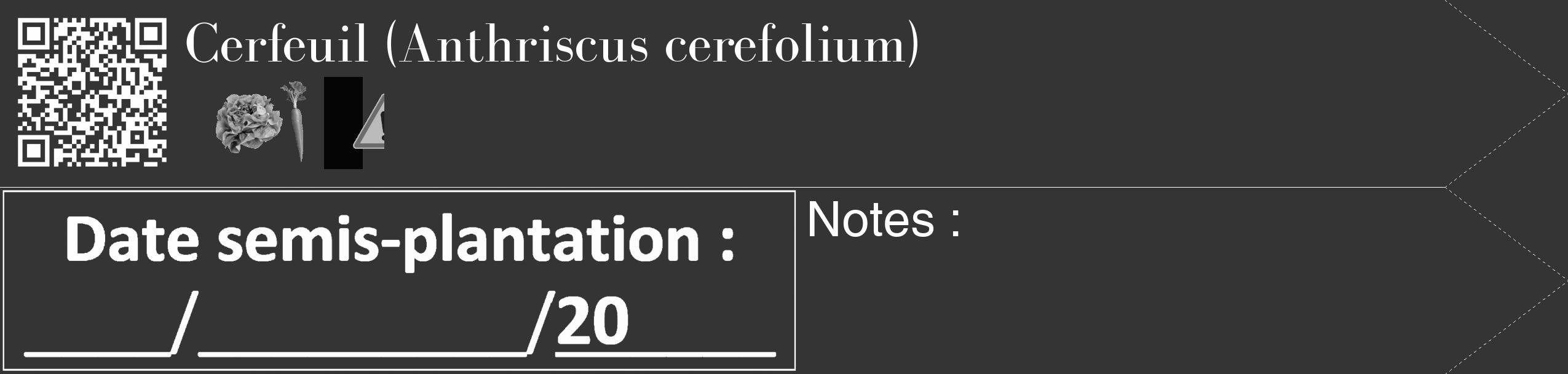 Étiquette de : Anthriscus cerefolium - format c - style blanche46_simple_simplebod avec qrcode et comestibilité simplifiée