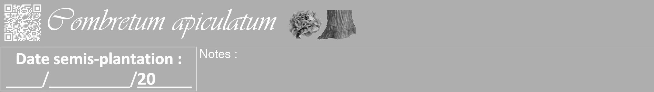 Étiquette de : Combretum apiculatum - format a - style blanche53viv avec qrcode et comestibilité simplifiée