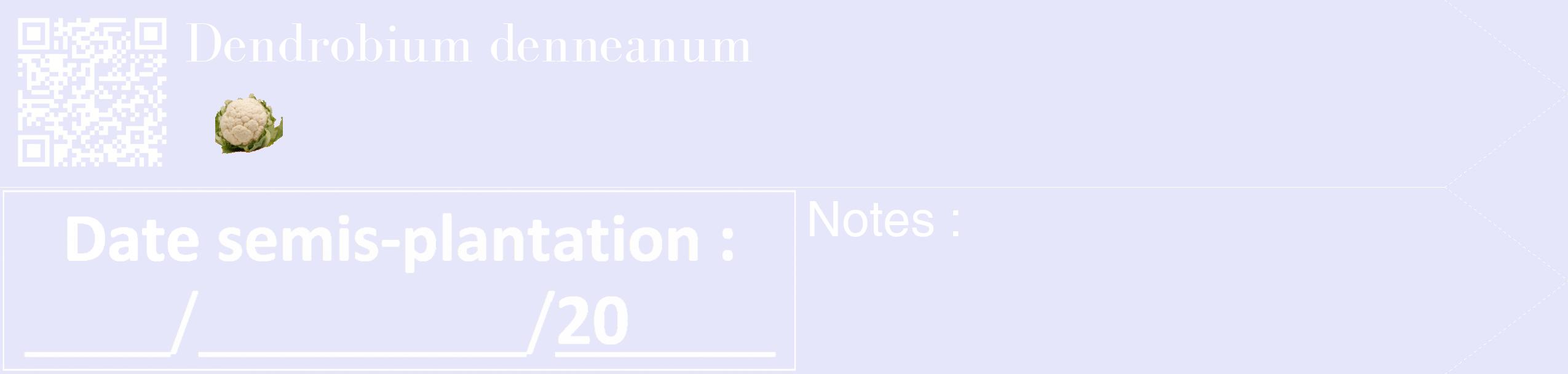 Étiquette de : Dendrobium denneanum - format c - style blanche55_simple_simplebod avec qrcode et comestibilité simplifiée