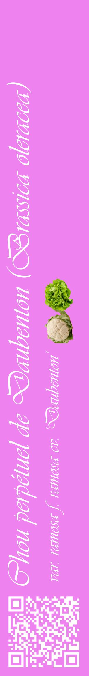 Étiquette de : Brassica oleracea var. ramosa f. ramosa cv. 'Daubenton' - format c - style blanche53_basiqueviv avec qrcode et comestibilité simplifiée